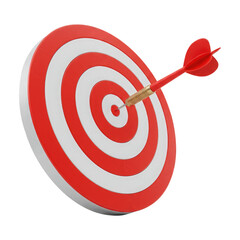 A Concept of Success with a Dart in the Center, Cut Out, Clipping Path Isolated on Transparent Background.