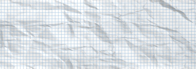 Crumpled Math Grid Paper Texture Vector Background