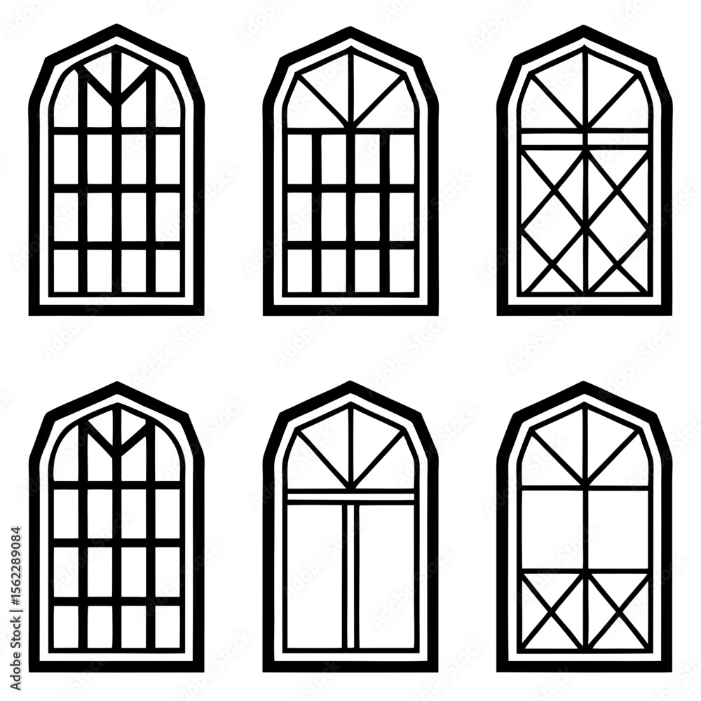 Fototapete frozen window frame minimalist line art set