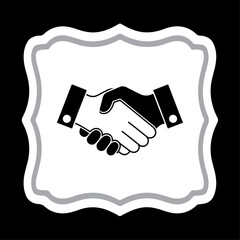 Handshake icon showing business agreement and partnership in vector illustration style