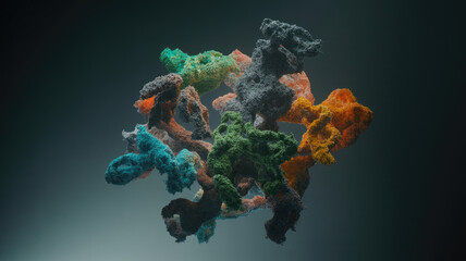 Textured organic clusters vibrant colors abstract