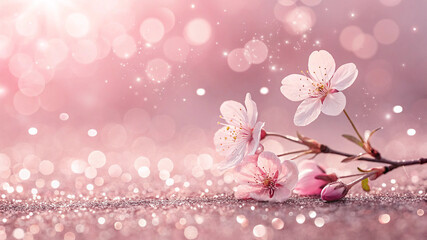 Glittering Pink Princess Tiara with Magical Sparkles and Bokeh Lights on Shimmering Background