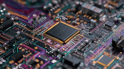 Obraz premium Ai chip display background on machine