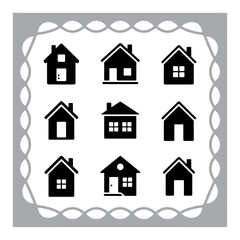 Fototapeta premium Set of house and home icons with various building and architectural styles