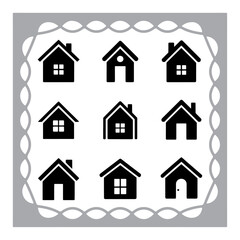 Fototapeta premium Set of house and home icons with various building and architectural styles