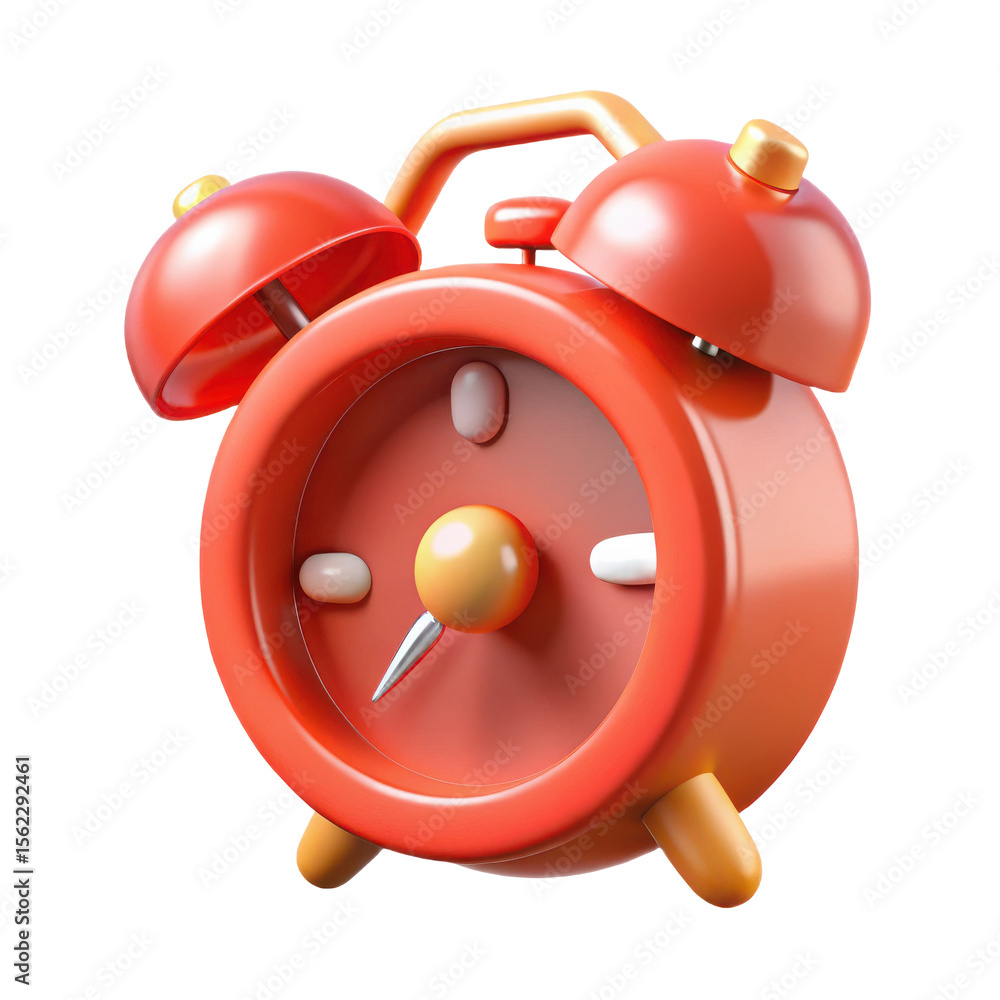 Poster alarm clock red vintage time reminder wake up call deadline schedule morning notification 3d render 
