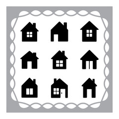 This title includes key elements (house, real estate, icons, black, web, design) and avoids the colon sign as requested