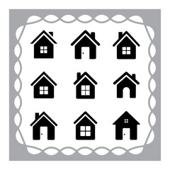 This title includes key elements (house, real estate, icons, black, web, design) and avoids the colon sign as requested