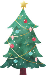 Watercolor Christmas tree illustration for Christmas decoration