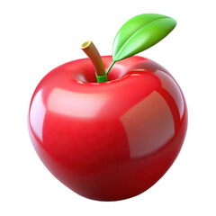 Red apple fruit isolated fresh healthy eating nutrition diet food vitamins delicious sweet snack organic 3d art 100
