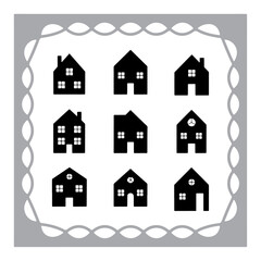 This title includes key elements (house, real estate, icons, black, web, design) and avoids the colon sign as requested