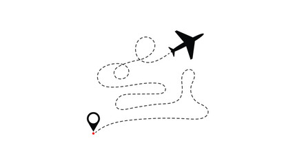 Airplane route vector illustration for travel destination and journey with dotted line