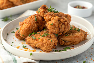 fried chicken nuggets , food, chicken, fried, meat, meal, dinner, plate, cuisine