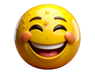 Shy Blushing Face Emoji with Sweat Drop – Reaction Transparent Background PNG Clipart