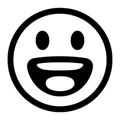 Fototapeta premium Happy Grinning Emoji Icon with Wide Open Mouth 