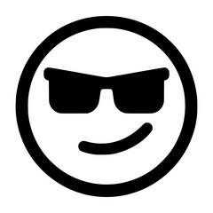 Isolated Smirking Cool Emoji with Black Sunglasses
