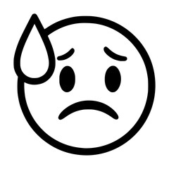 Nervous emoji face with a sweat drop icon

