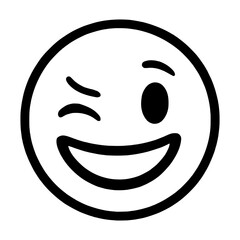 Fototapeta premium Simple hand drawn winking face emoji graphic 