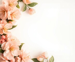 clean, elegant floral frame design on a white background, minimalist and sophisticated aesthetic, suitable for a wedding invitation, greeting card, or announcement