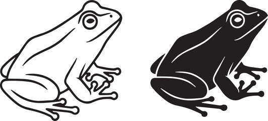 Simple Frog Icon Silhouette and Outline