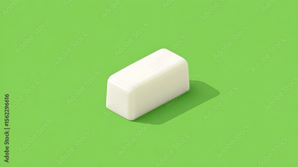 Poster simple white rectangular object on green background