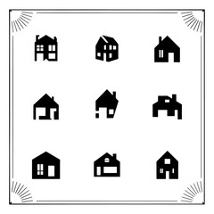Simple set of house icons in different styles
