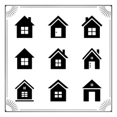Simple set of house icons in different styles