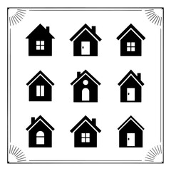 Simple set of house icons in different styles