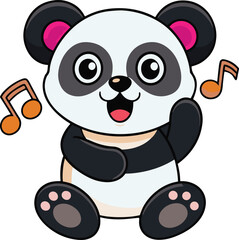 Naklejka premium a-baby-panda-listening-to-a-song.eps