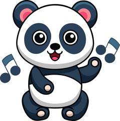 Obraz premium a-baby-panda-listening-to-a-song.eps