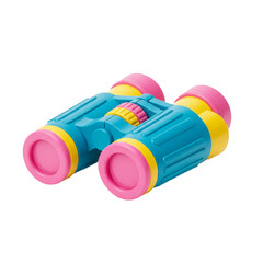 Colorful plastic child toy binoculars on white background