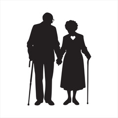 elderly couple vector silhouette clip art collections.