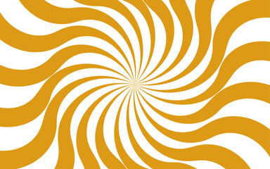 Dynamic abstract spiral design with a central focal point with wavy stripes. Hypnotic swirl radiates symmetrically sense of motion and energy. Graphic, and retro-inspired illusion of spinning or depth