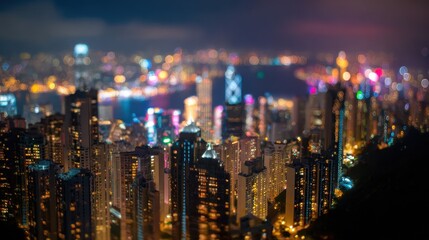Obraz premium blurred lighhts from peak Victoria, Hong Kong, no logos, no brands