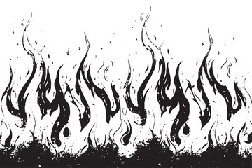Abstract Flame Pattern in Black and White