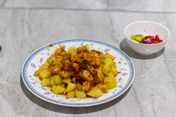 Savory Potato and Shrimp Dinner on Plate
