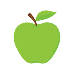 Fresh green apple vector illustration with a vibrant leaf, symbolizing healthy and delicious natural fruit green apple vector, illustration silhouette icon on white background