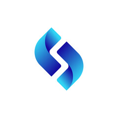 A modern, abstract logo featuring two curved, flowing shapes in a blue gradient, forming a stylized "S" in the negative spac