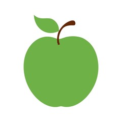 Green apple vector illustration with leaf, isolated on white, symbolizing healthy, fresh, and delicious fruit green apple vector, illustration silhouette icon on white background