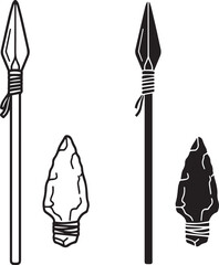 Ancient Spear and Arrowhead Weapon Icon Set