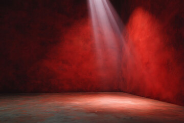Textured red room with dramatic spotlight backdrop