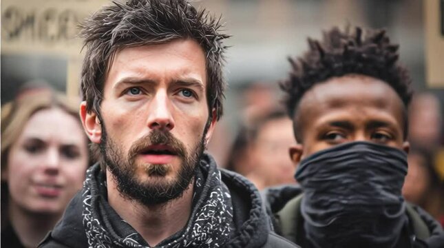 Activists at a protest - social justice warriors (SJW) fighting the power for their beliefs