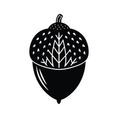 Stylized acorn with leafy cap silhouette
