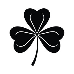 Black shamrock silhouette with white lines, shamrock