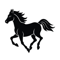 Galloping horse silhouette with flowing mane and tail