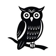 Stylized owl perched on a branch silhouette