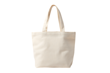 Blank white tote bag mockup isolated on black background.