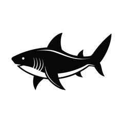 Stylized shark silhouette swimming ocean predator