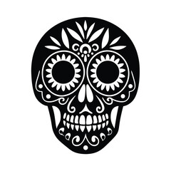 Ornate sugar skull design silhouette