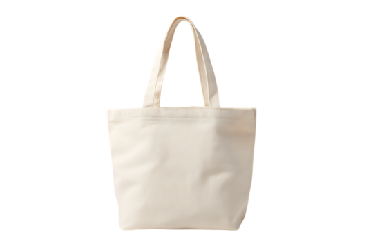 Blank white tote bag mockup isolated on black background.